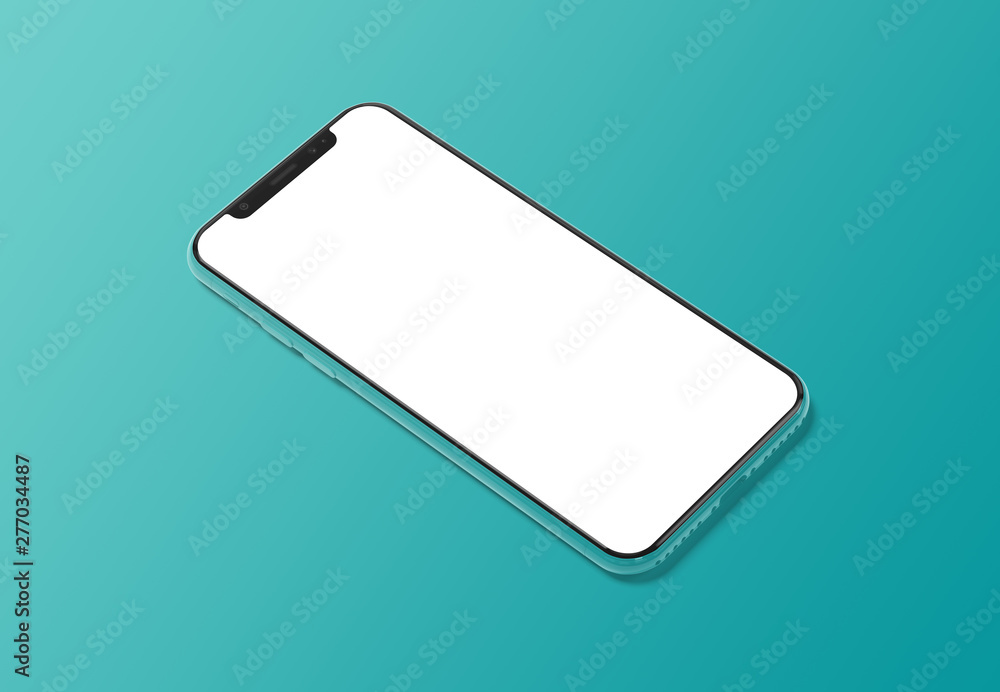 Poster Modern smartphone mockup on gradient background 3D rendering