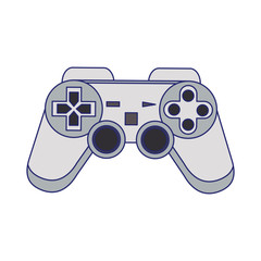 Modern videogame console gamepad with buttons blue lines