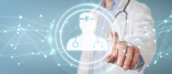 Doctor using digital medical futuristic interface 3D rendering