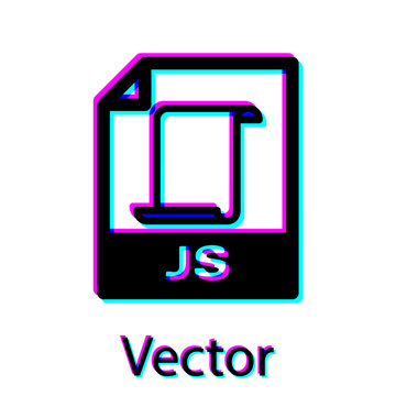 Black JS file document icon. Download js button icon isolated on white background. JS file symbol. Vector Illustration