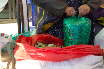 Bag of coca leafs, Bolivia traditional market