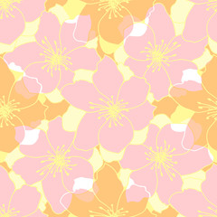 Seamless floral background. Decorative pattern of bright flowers for textile, fabric, scrapbook, web.