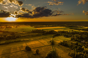 Fototapeta premium Aerial landscape - summer fields and forests