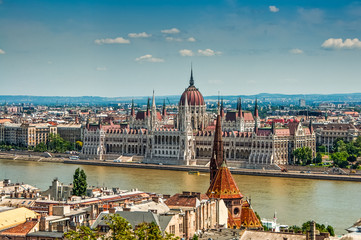 Building of parliament in Budapest by Donau river in Hungary