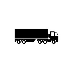 Vector, flat image of a truck with the ability to transport goods up to twenty two tons. Isolated, contour truck icon in black