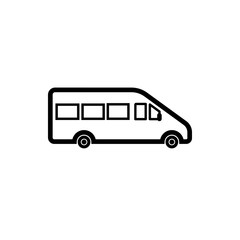 Vector, flat image of a minibus. Isolated, linear icon of the minibus for the transportation of black passengers