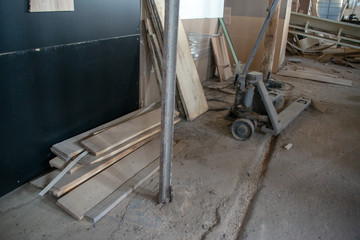 Taking photographs of wood plywood, used for making pellets