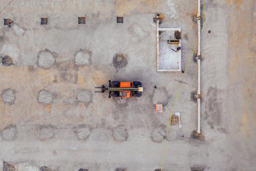 Aerial view of the construction site. 