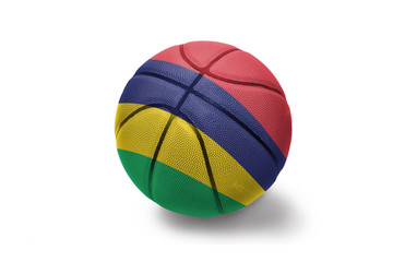 basketball ball with the national flag of mauritius on the white background
