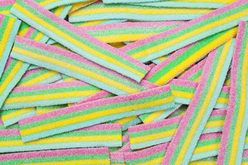 Colorful juicy gummy candies background. Top view. Jelly  sweets.