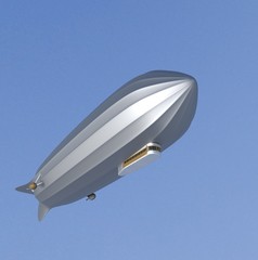 Airship on white,dirigible,aircraft,zeppelin,3d,render.