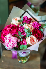 bouquet, wedding, rose, flower, flowers, pink, white, roses, floral, love, green, bride, bridal, beautiful, decoration, marriage, beauty, red, bunch, nature, arrangement, blossom, celebration, color, 