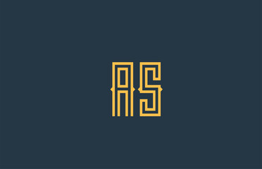 blue yellow AS A S alphabet letter combination logo icon design