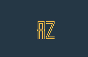 blue yellow AZ A Z alphabet letter combination logo icon design