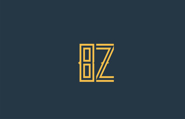 blue yellow BZ B Z alphabet letter combination logo icon design