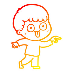 warm gradient line drawing cartoon man staring