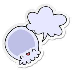 cartoon jellyfish and speech bubble sticker