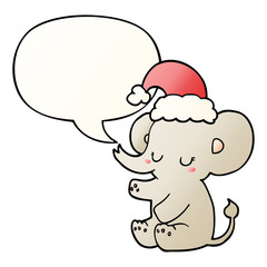 cute christmas elephant and speech bubble in smooth gradient style