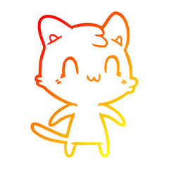 warm gradient line drawing cartoon happy cat