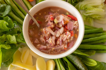 Nam Prik Goong Sod , A Phuket Specialty reciept. The most famous of all the Thai chili sauces, made with fermented shrimp paste,