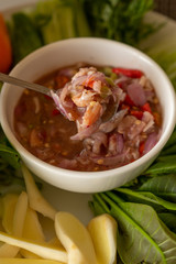 Nam Prik Goong Sod , A Phuket Specialty reciept. The most famous of all the Thai chili sauces, made with fermented shrimp paste,
