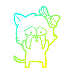cold gradient line drawing cartoon cat