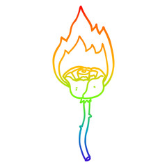 rainbow gradient line drawing cartoon flaming rose