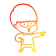 warm gradient line drawing cartoon happy boy