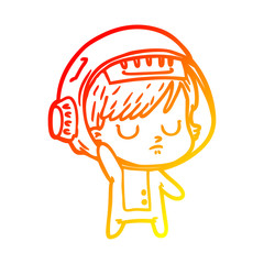 warm gradient line drawing cartoon astronaut woman