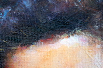 Abstract modern painting. Painting painted with a palette knife on canvas with oil paints in a large stroke.