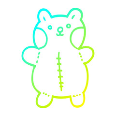 cold gradient line drawing cartoon teddy bear