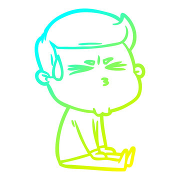 recommend clip art: cold gradient line drawing cartoon man sweating