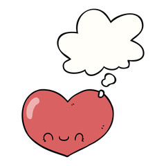 cartoon love heart character and thought bubble