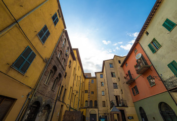 Umbertide (Italy) - A little charming medieval city with stone castle on Tiber river, province of Perugia. Here the historical center.