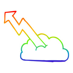 rainbow gradient line drawing cartoon rising arrow