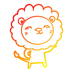 warm gradient line drawing cartoon lion