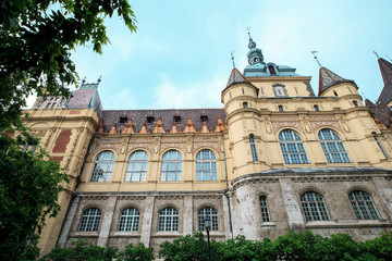 Fototapeta na wymiar Summer landscape with Vajdahunyad Castle in Budapest, Hungary