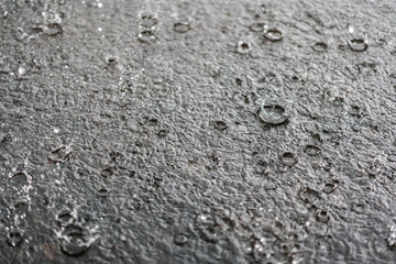 rain gray background. Drops on a puddle