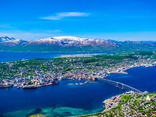 Summer view of Tromso, Norway - obrazy, fototapety, plakaty