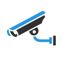 Video surveillance camera gray blue vector illustration