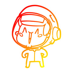 warm gradient line drawing happy cartoon astronaut