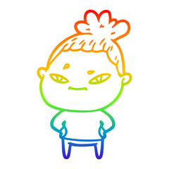 rainbow gradient line drawing cartoon woman