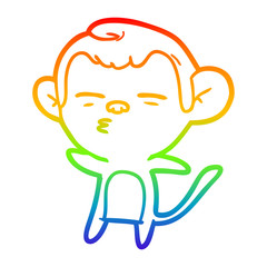 rainbow gradient line drawing cartoon suspicious monkey