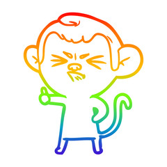 rainbow gradient line drawing cartoon angry monkey