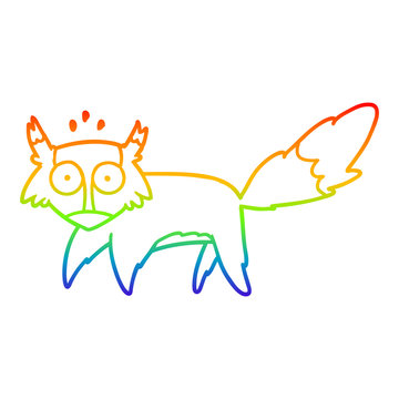 recommend clip art: rainbow gradient line drawing cartoon startled fox