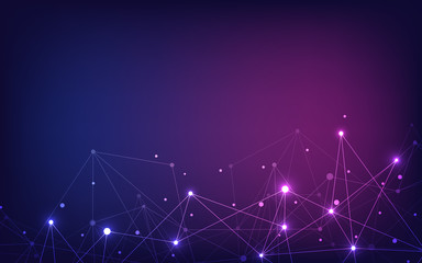 Global network connection. Abstract geometric background with connecting dots and lines. Digital technology and communication concept.