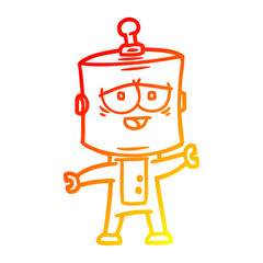 warm gradient line drawing cartoon robot