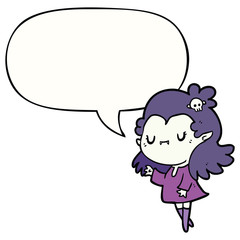 cute cartoon vampire girl and speech bubble