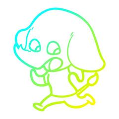cold gradient line drawing cute cartoon elephant
