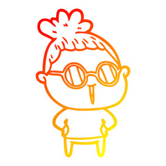 warm gradient line drawing cartoon woman wearing spectacles